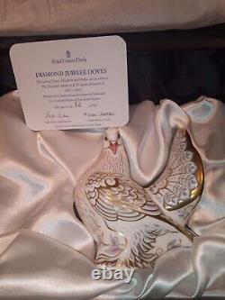 Royal Crown Derby Ltd. Ed. Diamond Jubilee Doves Elizabeth And Philip