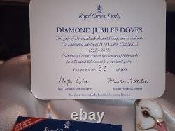 Royal Crown Derby Ltd. Ed. Diamond Jubilee Doves Elizabeth And Philip