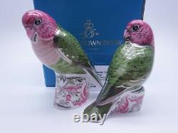 Royal Crown Derby Ltd Ed Majestic Lovebirds Matching Pair Paperweights 377/500