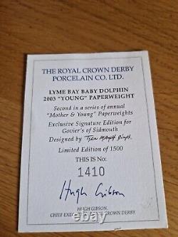 Royal Crown Derby Lyme Bay Dolphin Baby Signature Ed. 1410/ 1500, gold stopper
