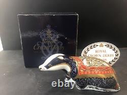 Royal Crown Derby MOONLIGHT BADGER Paperweight 21st Anniversary Stopper Signed