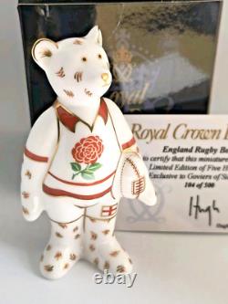 Royal Crown Derby Mini Bear ENGLAND Rugby Ltd Ed RARE