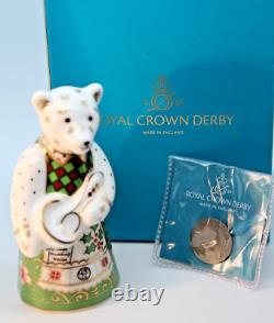 Royal Crown Derby Mini Christmas Cook Bear with Sixpence 1st Boxed