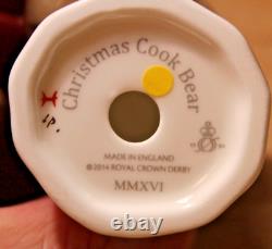 Royal Crown Derby Mini Christmas Cook Bear with Sixpence 1st Boxed