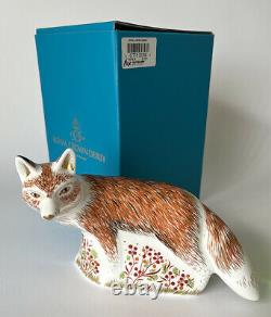 Royal Crown Derby'Mother Fox' Boxed Paperweight 1st Quality Boxed Gold Stopper