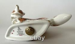 Royal Crown Derby'Mother Fox' Boxed Paperweight 1st Quality Boxed Gold Stopper