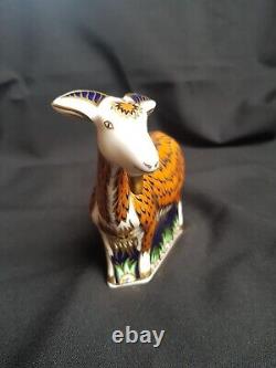 Royal Crown Derby Nanny Goat Paperweight, Boxed, Gold Stopper