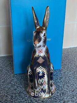 Royal Crown Derby OLD IMARI SOLID GOLD BAND HARE Paperweight Brand New