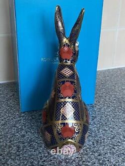 Royal Crown Derby OLD IMARI SOLID GOLD BAND HARE Paperweight Brand New