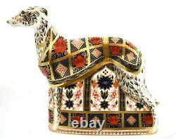 Royal Crown Derby OLD IMARI SOLID GOLD BAND LURCHER Dog Paperweight New'1st