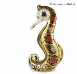 Royal Crown Derby OLD IMARI SOLID GOLD BAND SEAHORSE paperweight