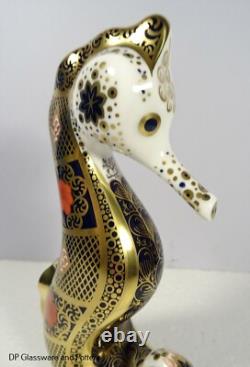 Royal Crown Derby OLD IMARI SOLID GOLD BAND SEAHORSE paperweight
