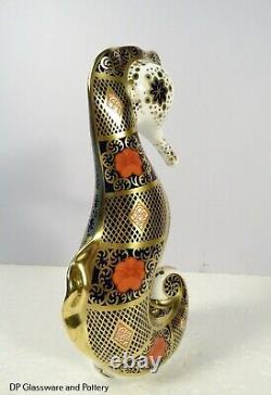 Royal Crown Derby OLD IMARI SOLID GOLD BAND SEAHORSE paperweight RRP £295