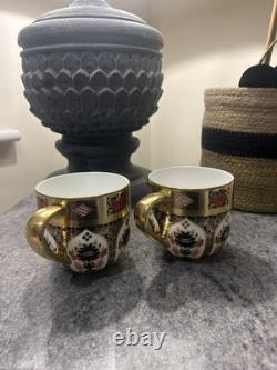 Royal Crown Derby Old Imari 1128 2 Mugs SOLID GOLD