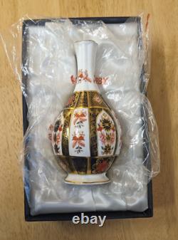 Royal Crown Derby Old Imari 1128 Orchid Vase. Bone China. Boxed. Mint