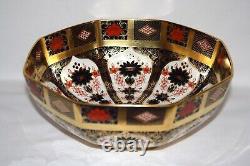 Royal Crown Derby Old Imari 1128 Solid Gold Band 8½ Medium Octagonal Bowl