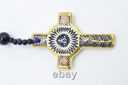 Royal Crown Derby Old Imari Rosary Beads & Cross Amber Beads 1st Quality #1