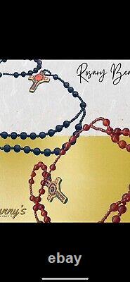 Royal Crown Derby Old Imari Rosary Beads & Cross Amber Beads 1st Quality #1