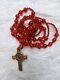 Royal Crown Derby Old Imari Rosary Beads & Cross Amber Beads 1st Quality #10