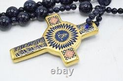 Royal Crown Derby Old Imari Rosary Beads & Cross Navy Beads 1st Quality #10