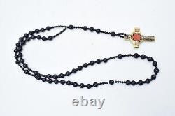 Royal Crown Derby Old Imari Rosary Beads & Cross Navy Beads 1st Quality #10