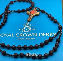 Royal Crown Derby Old Imari Rosary Beads & Cross Navy Beads 1st Quality #10