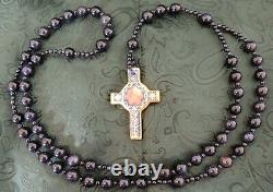 Royal Crown Derby Old Imari Rosary Beads & Cross Navy Beads With Sparkle Effect