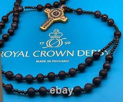 Royal Crown Derby Old Imari Rosary Cross & Navy Beads. 1st Quality # 4