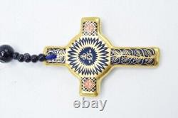 Royal Crown Derby Old Imari Rosary Cross & Navy Beads. 1st Quality # 7