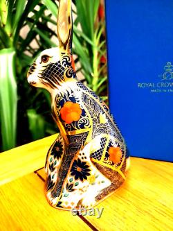 Royal Crown Derby Old Imari Sgb Hare P/wt 1st Quality Mint In Box