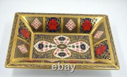Royal Crown Derby Old Imari Sgb Solid Gold Band Rectangular Dish 50 Year Anniv