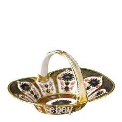 Royal Crown Derby Old Imari Solid Gold Band 1st Quality HEATHER BASKET