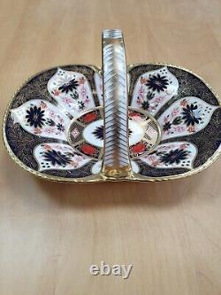 Royal Crown Derby Old Imari Solid Gold Band 1st Quality HEATHER BASKET