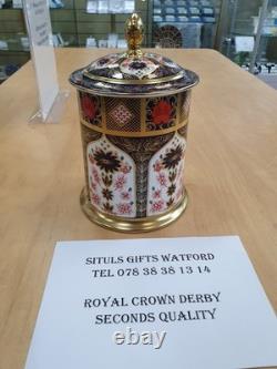 Royal Crown Derby Old Imari Solid Gold Band 2nd Quality STORAGE JAR MEDIUM