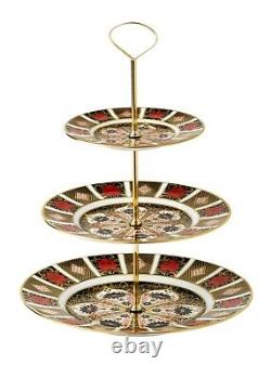 Royal Crown Derby Old Imari Solid Gold Band 3 Tier Cake Stand First Quality