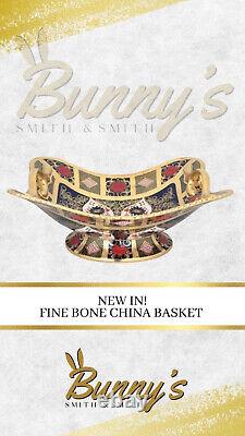 Royal Crown Derby Old Imari Solid Gold Band Basket 1919 1st Quality 28.5cm wide