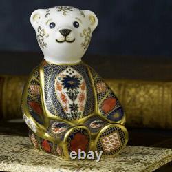 Royal Crown Derby Old Imari Solid Gold Band Bear Paperweight New 1st Quality