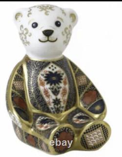 Royal Crown Derby Old Imari Solid Gold Band Bear Paperweight New 1st Quality