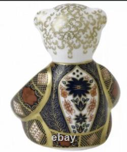 Royal Crown Derby Old Imari Solid Gold Band Bear Paperweight New 1st Quality