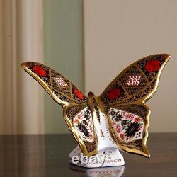 Royal Crown Derby Old Imari Solid Gold Band Butterfly 10cm high 1st Quality