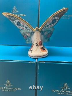 Royal Crown Derby Old Imari Solid Gold Band Butterfly 10cm high 1st Quality