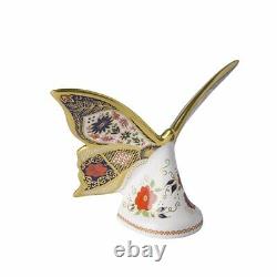 Royal Crown Derby Old Imari Solid Gold Band Butterfly Paperweight 2nd Quality