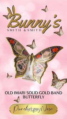 Royal Crown Derby Old Imari Solid Gold Band Butterfly paperweight 1st Quality
