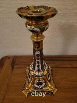 Royal Crown Derby Old Imari Solid Gold Band Candlestick (10.75)