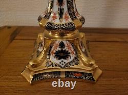 Royal Crown Derby Old Imari Solid Gold Band Candlestick (10.75)