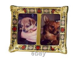 Royal Crown Derby Old Imari Solid Gold Band Double Photo Frame 1st Quality