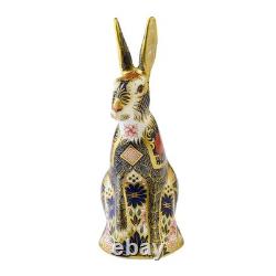 Royal Crown Derby Old Imari Solid Gold Band Hare Paperweight