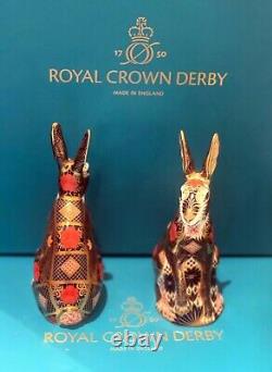 Royal Crown Derby Old Imari Solid Gold Band Hare Paperweight 16cm high