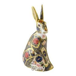 Royal Crown Derby Old Imari Solid Gold Band Hare Paperweight 16cm high