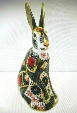 Royal Crown Derby Old Imari Solid Gold Band Hare Paperweight Gift Boxed